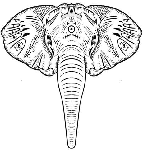 Elephant Head Coloring Page